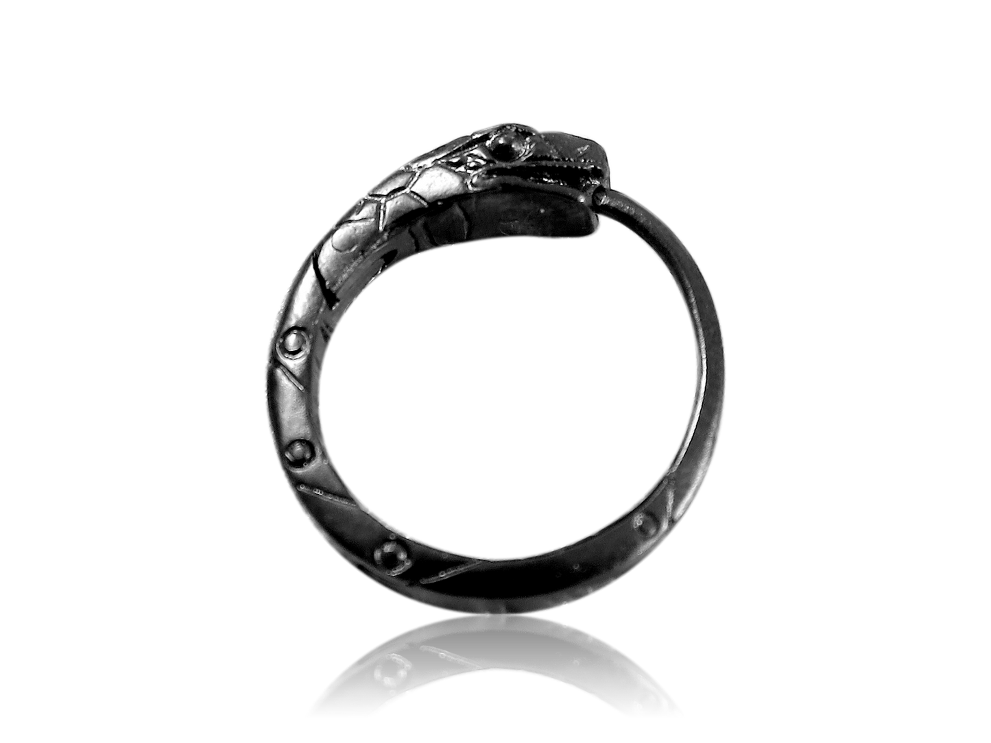 Black hoop earrings ouroboros sterling silver