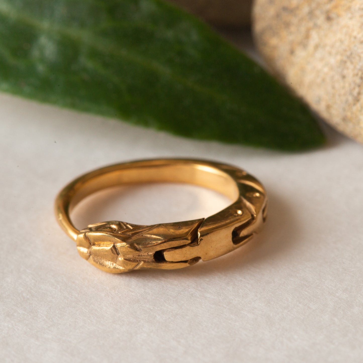 Gold-Plated Ouroboros Hoop Earring – 14mm Handmade