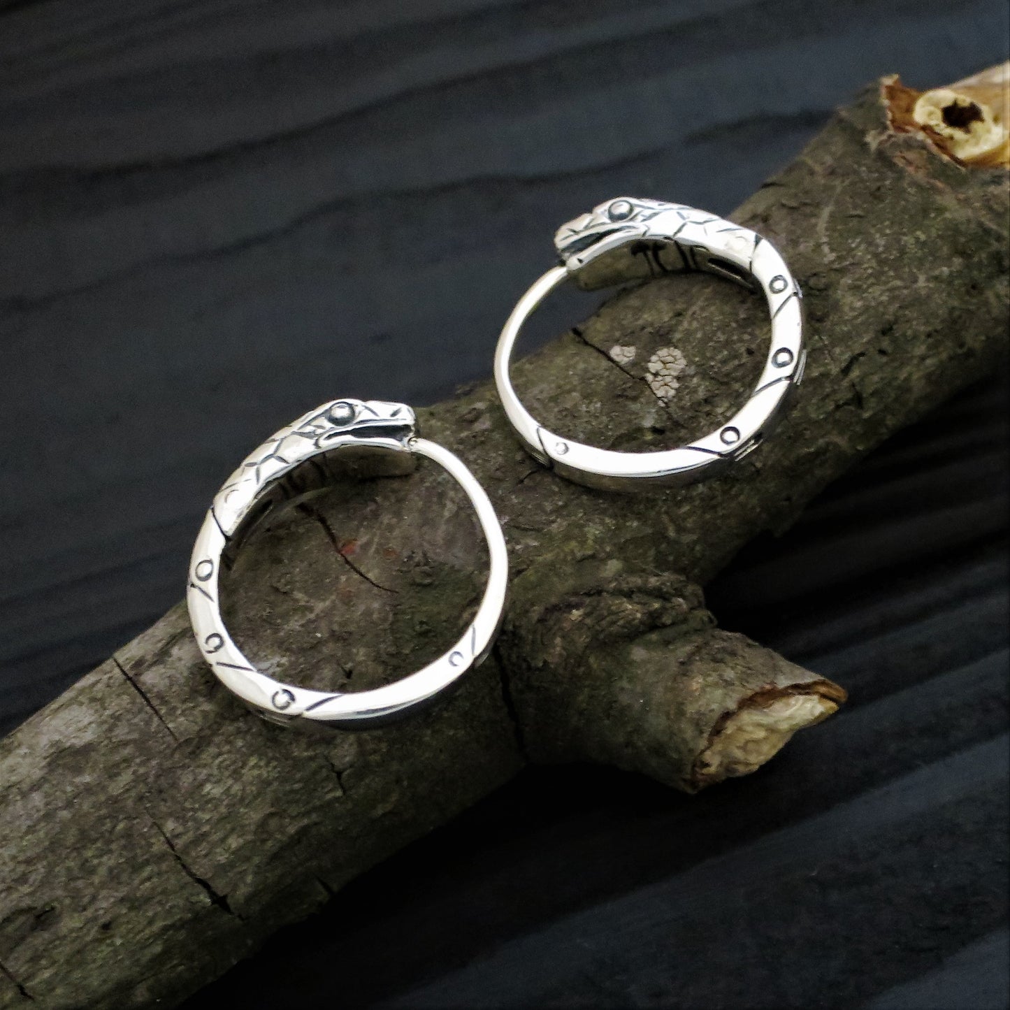 Snake earrings Ouroboros sterling silver unisex