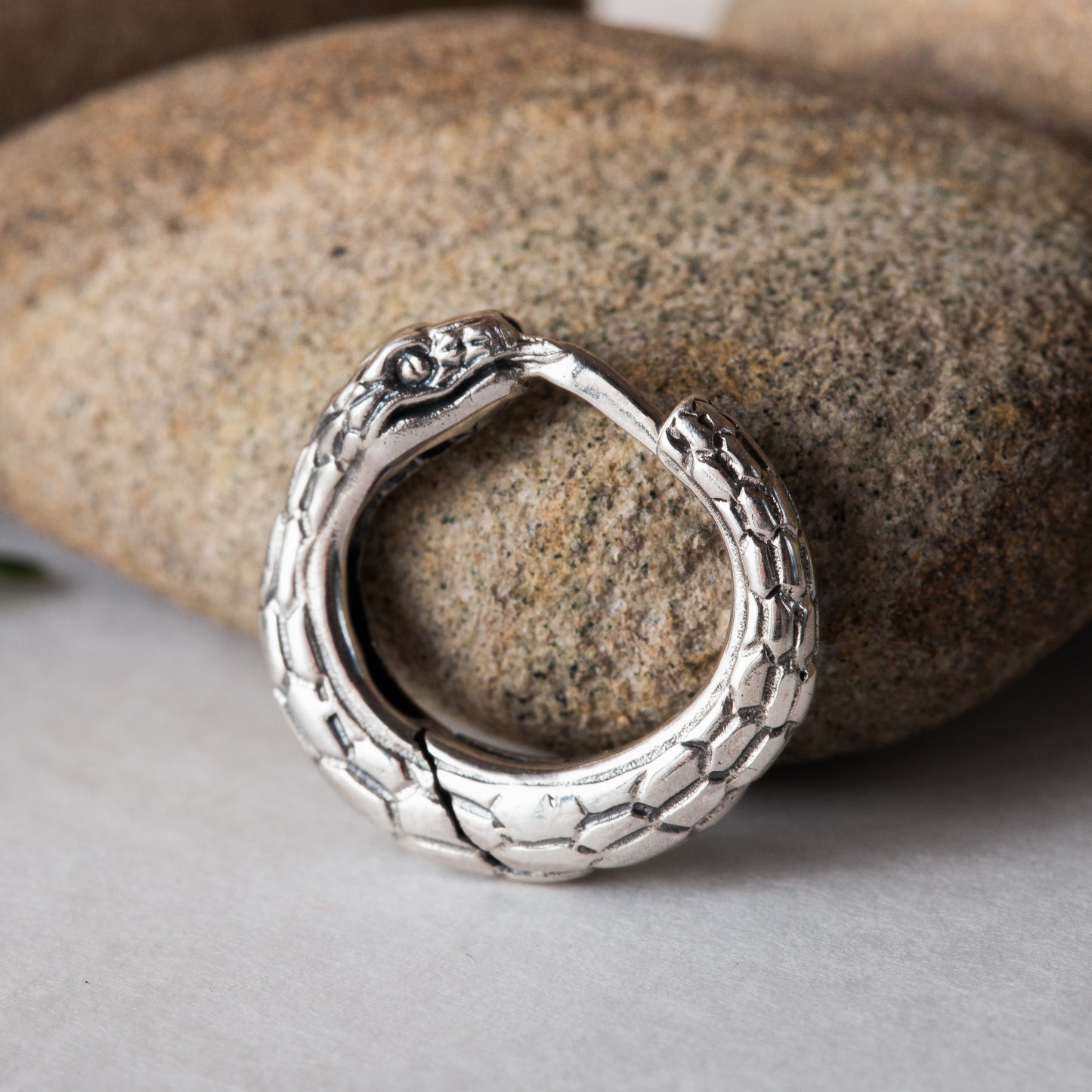 Snake earrings chunky huggie hoops sterling silver