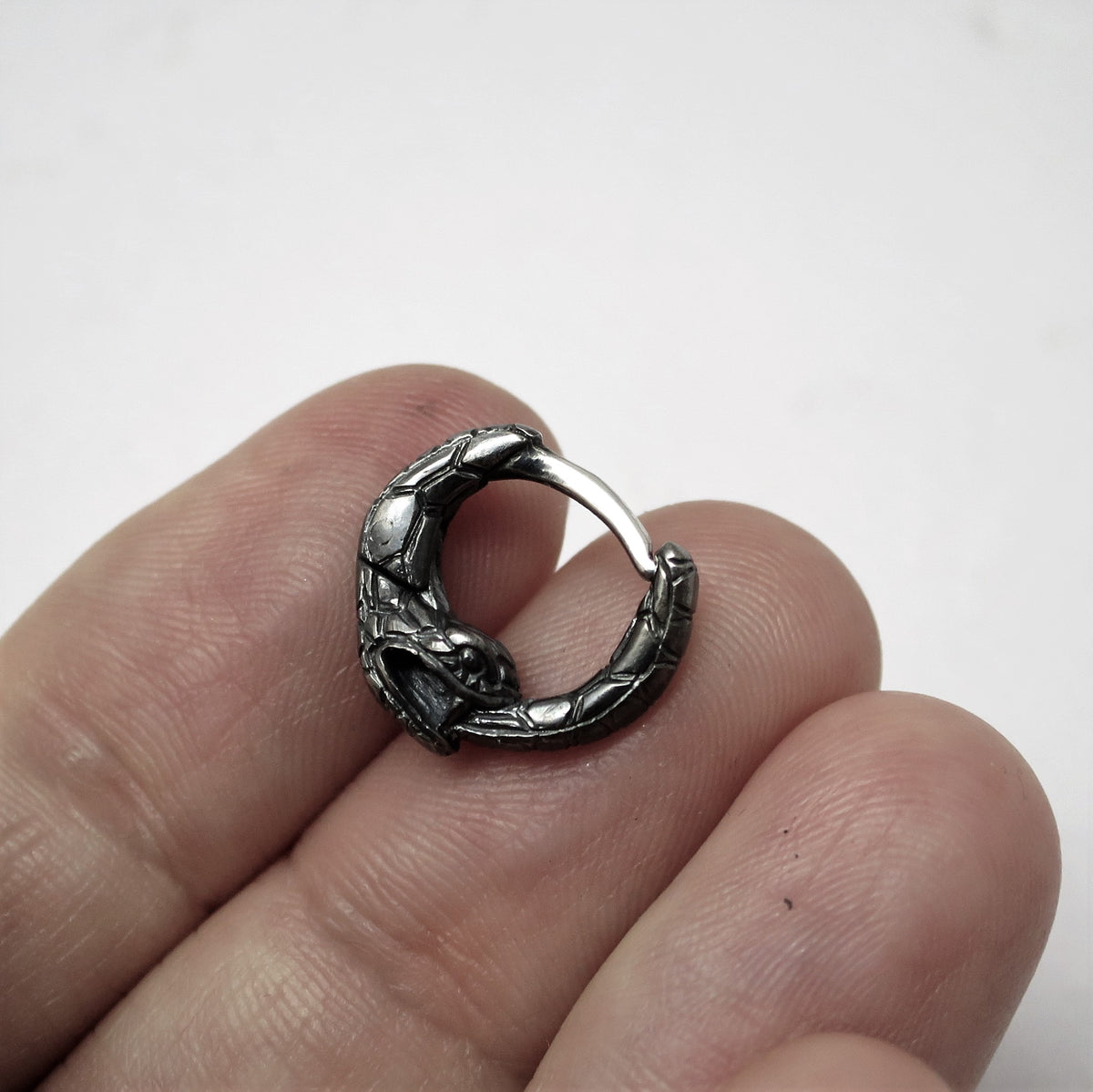 Black Septum ring ouroboros sterling silver