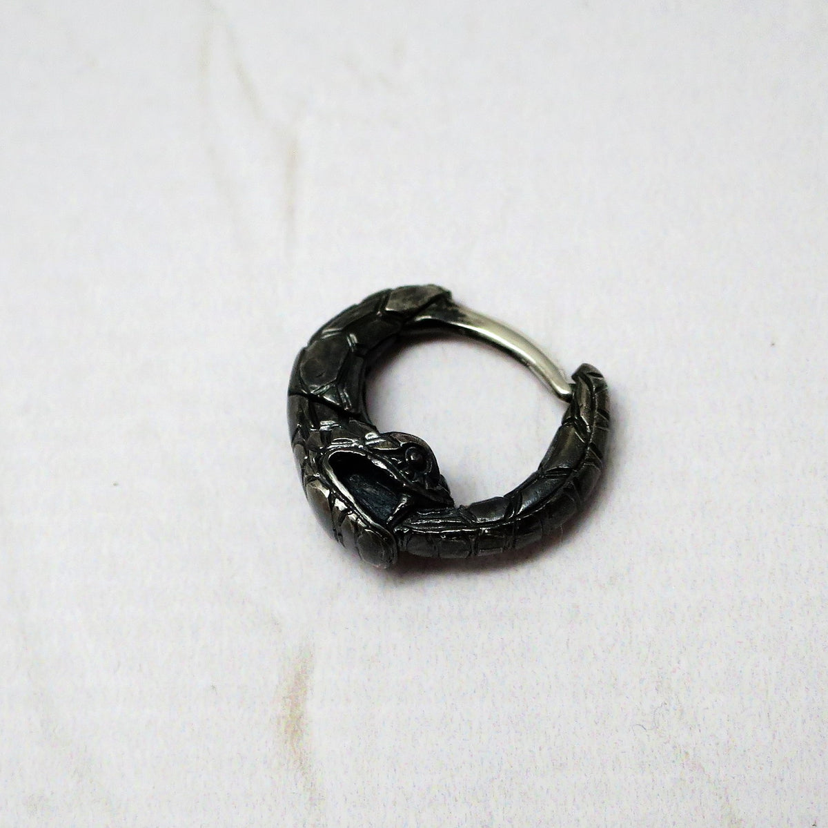 Black Septum ring ouroboros sterling silver