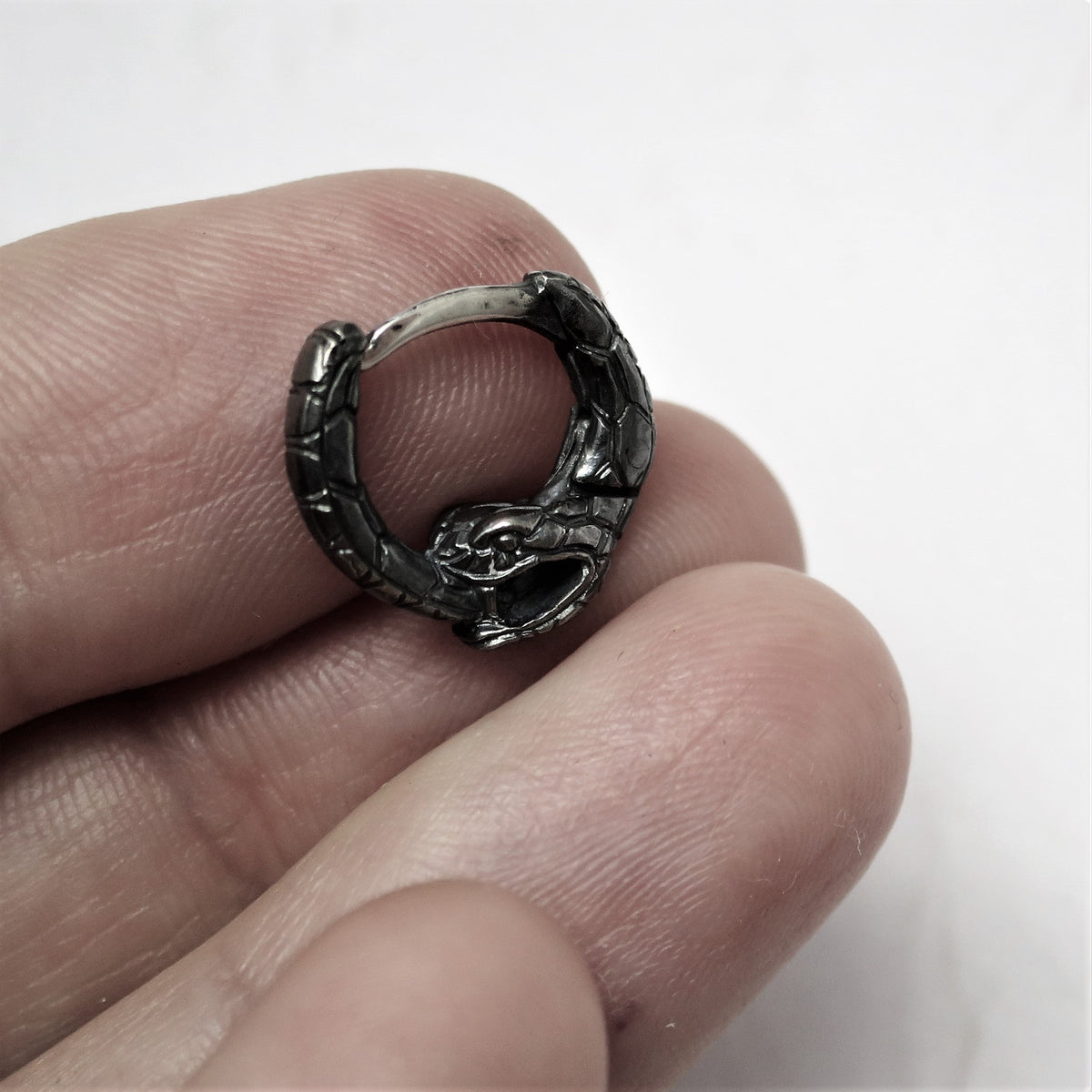 Black Septum ring ouroboros sterling silver