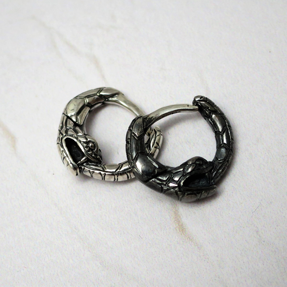Black Septum ring ouroboros sterling silver