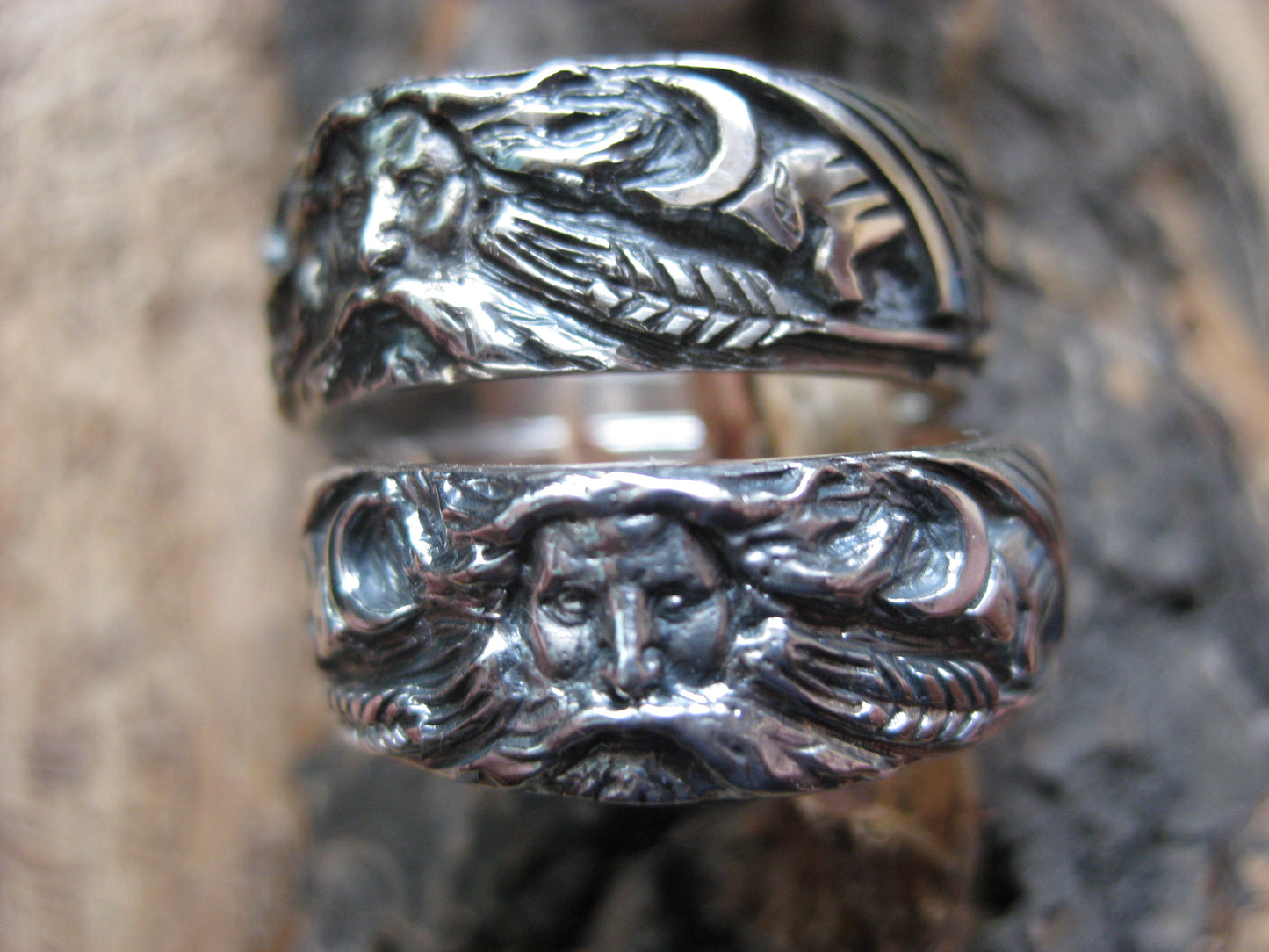 Silver ring Veles God slavic guard