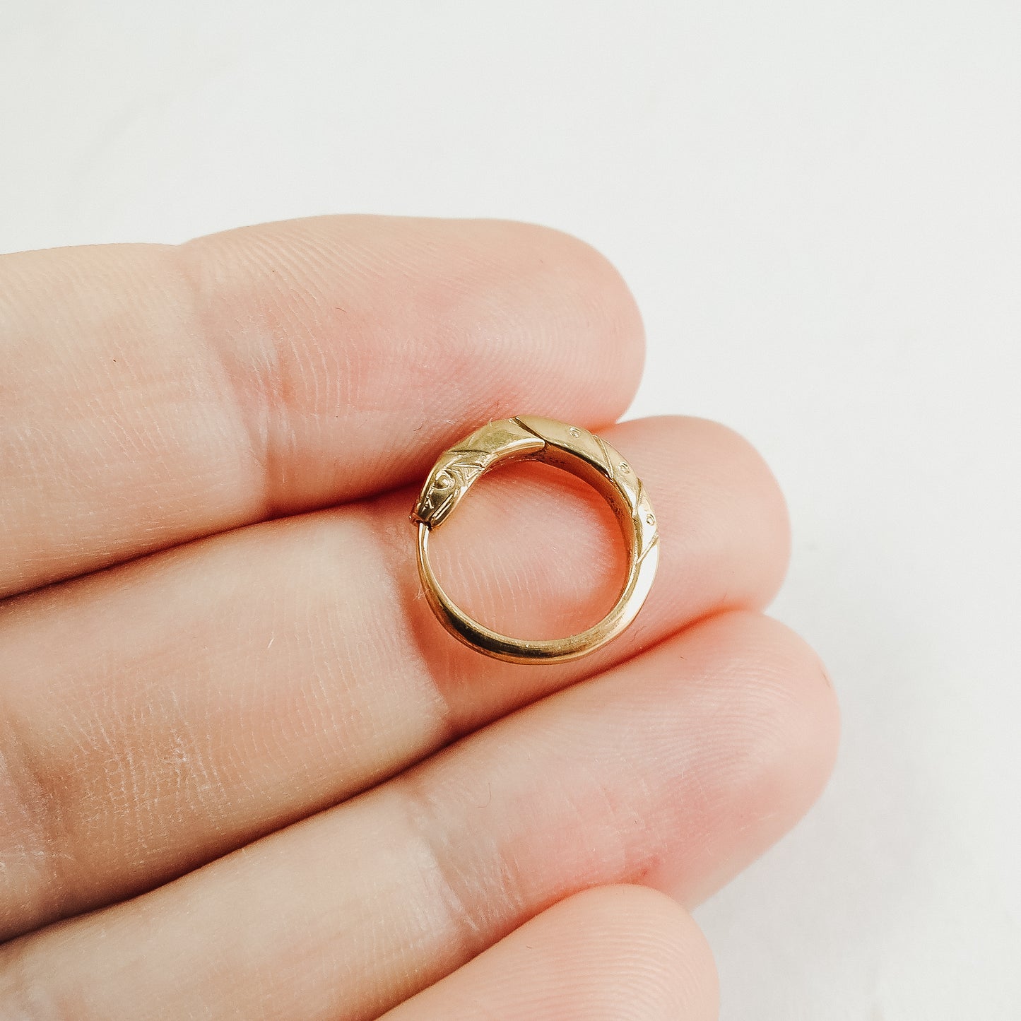 Gold-Plated Ouroboros Hoop Earring – 14mm Handmade