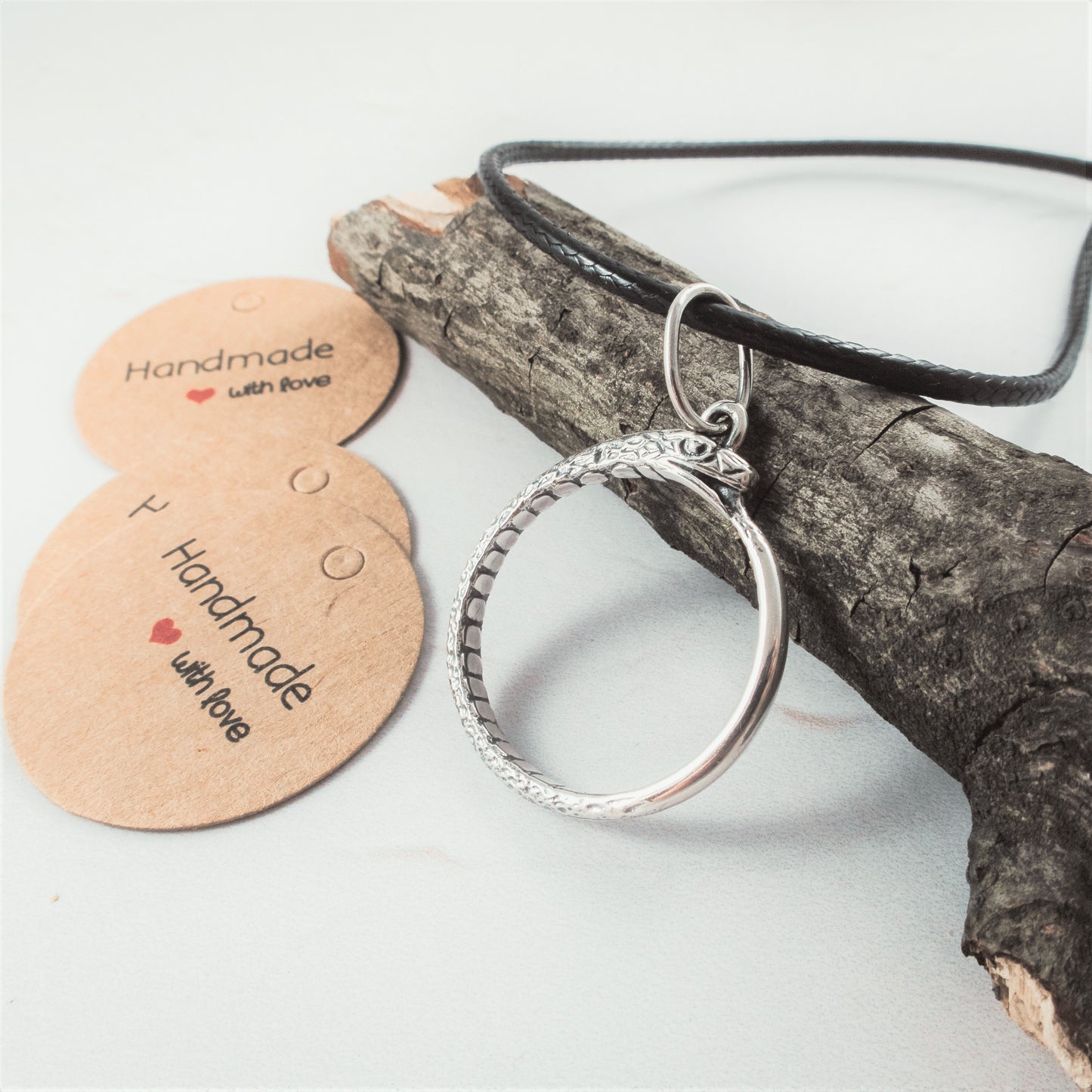 Ouroboros Thin Silver Pendant