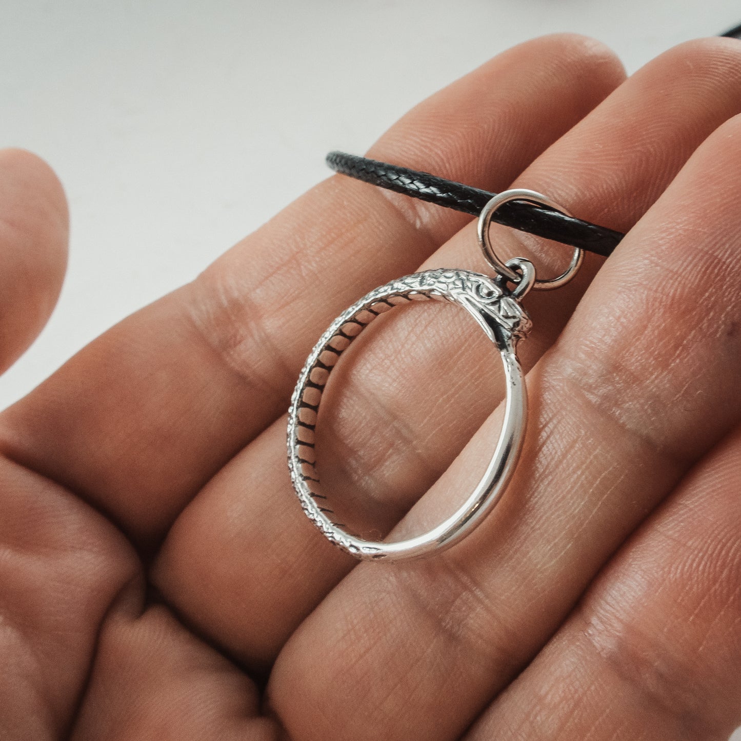 Ouroboros Thin Silver Pendant