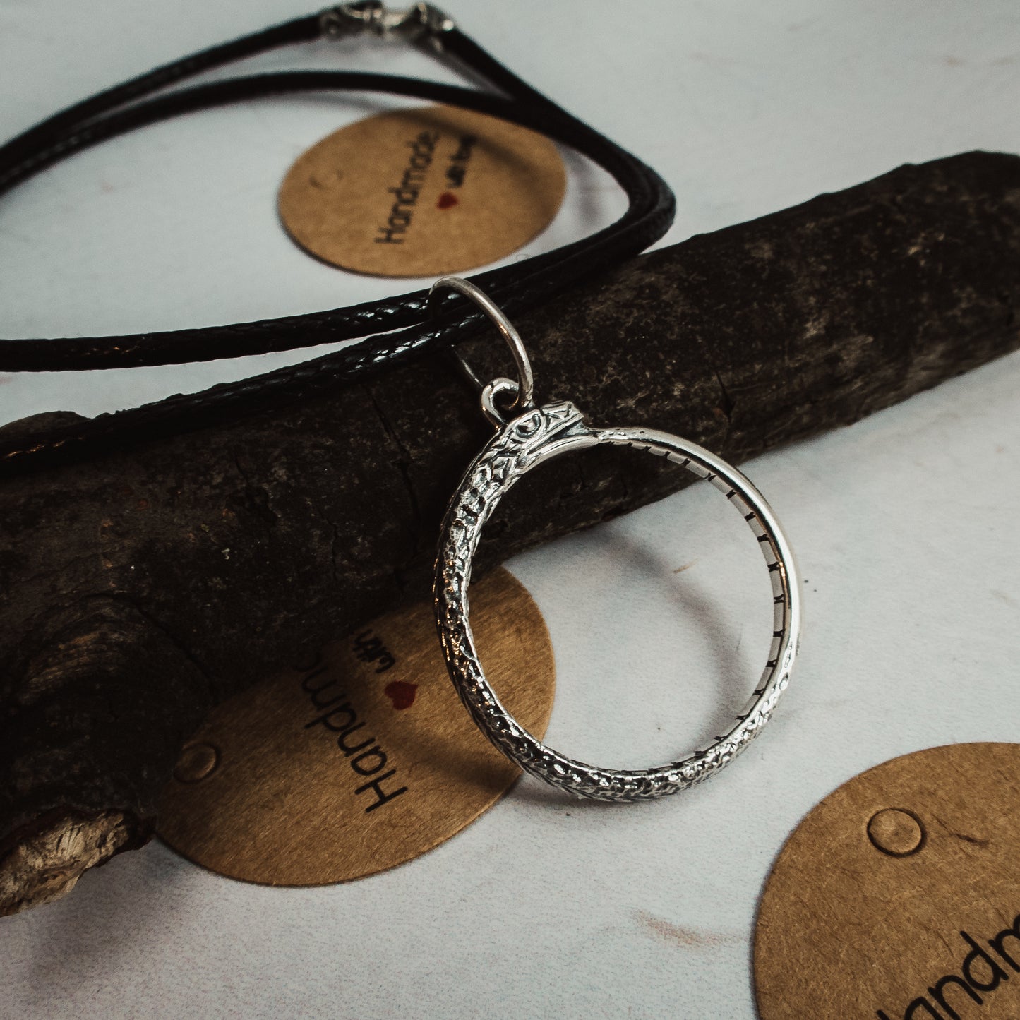 Ouroboros Thin Silver Pendant