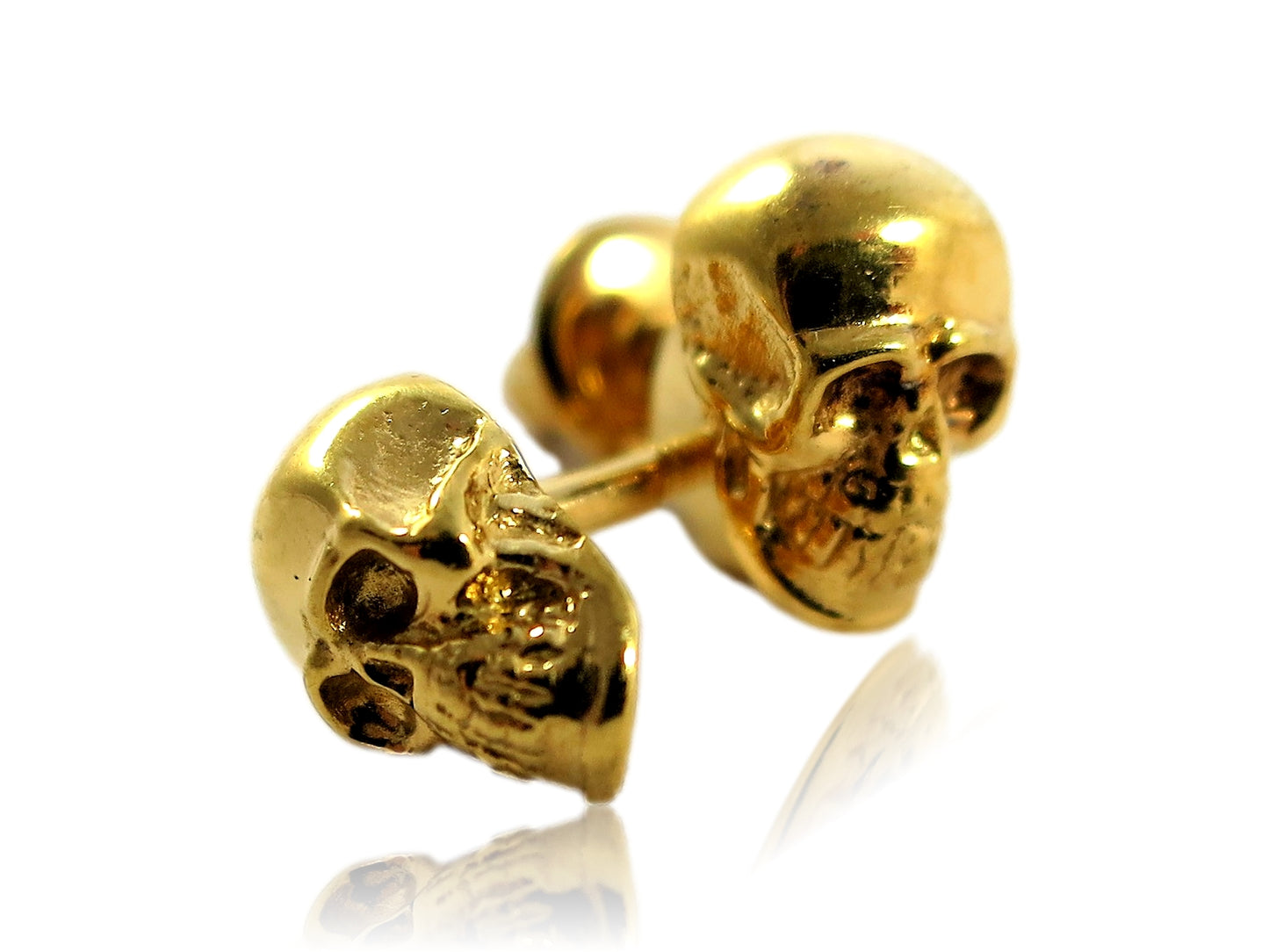 Skull earrings gold plated sterling silver