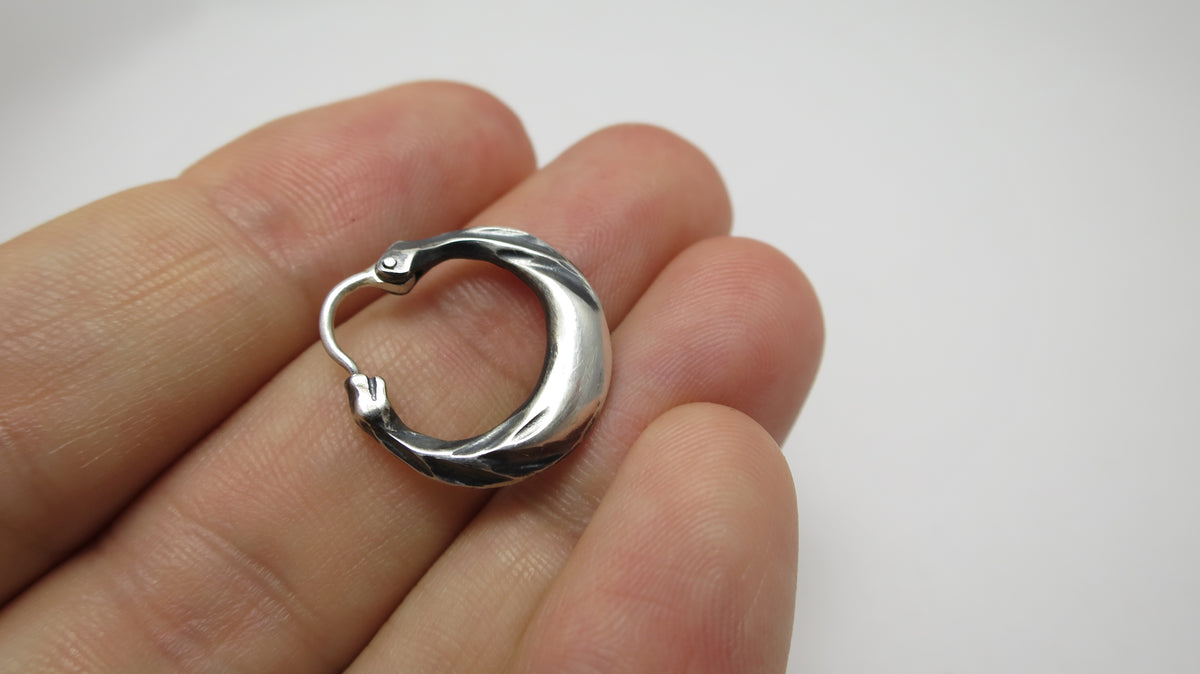 Mens earrings sterling silver Dragon