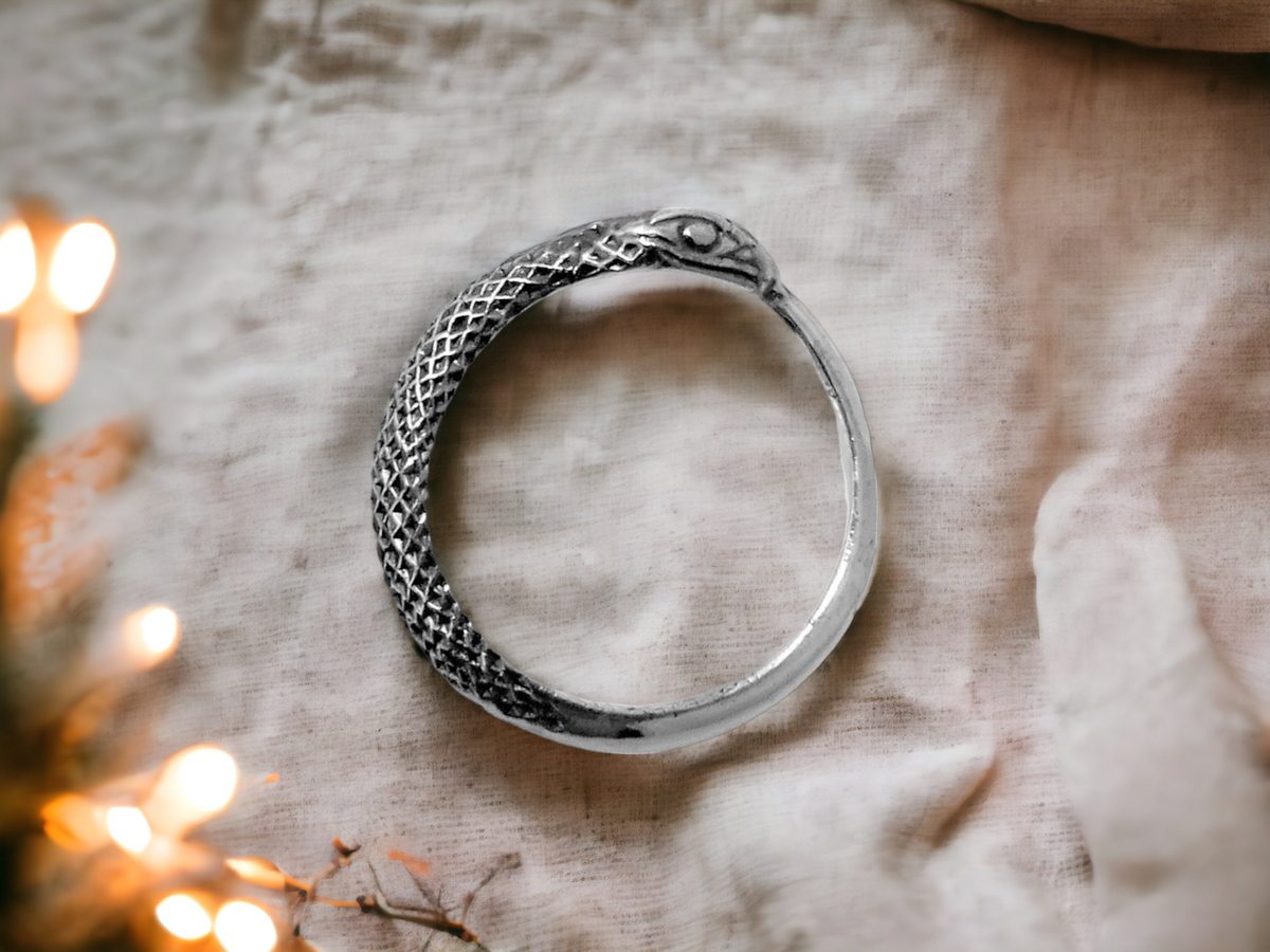 Ouroboros Sterling Silver Ring – Unique Handmade Unisex Design RK004s