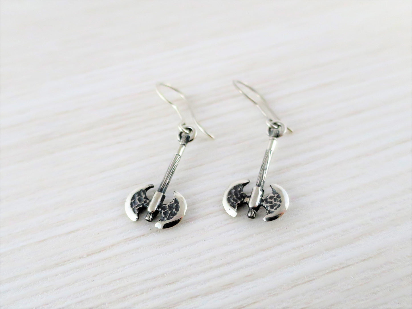 Labrys Earrings – Double-Headed Axe Sterling Silver Handmade