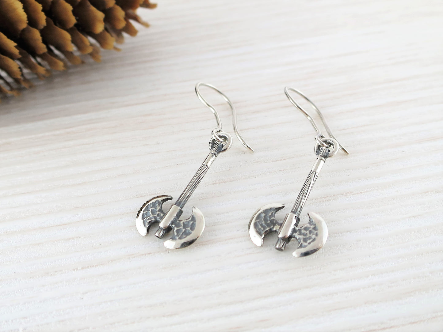 Labrys Earrings – Double-Headed Axe Sterling Silver Handmade