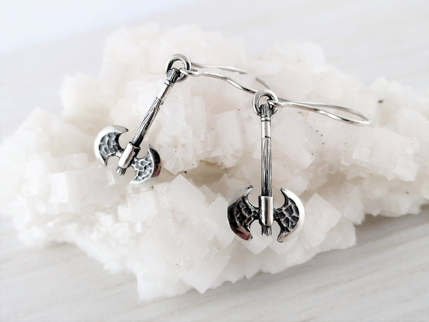 Labrys Earrings – Double-Headed Axe Sterling Silver Handmade