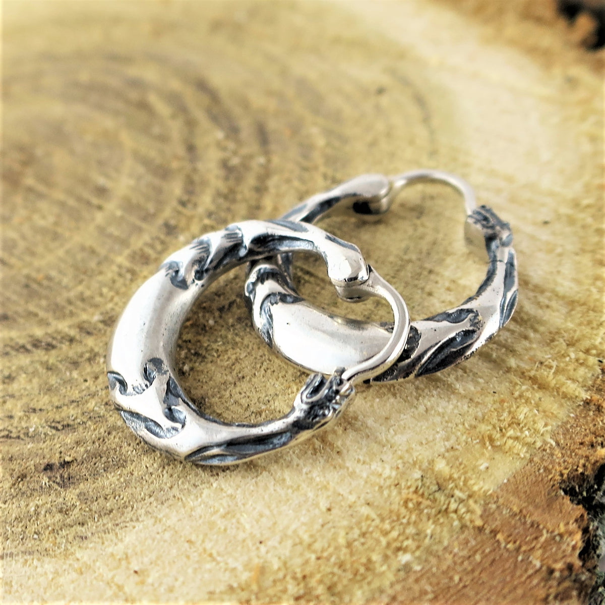Mens earrings sterling silver Dragon