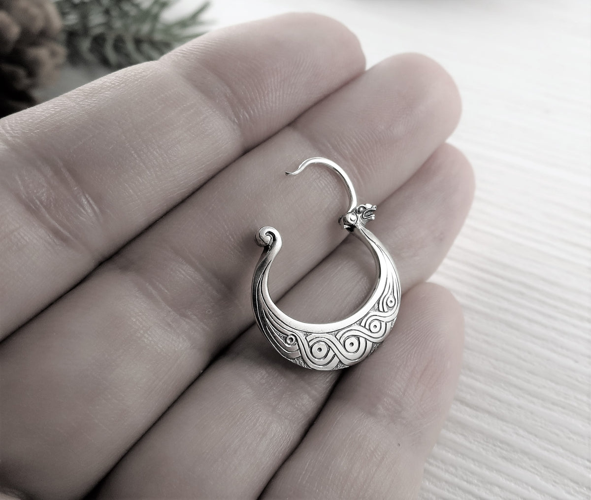 Drakkar Earring – Sterling Silver – Viking Men's – EK020s