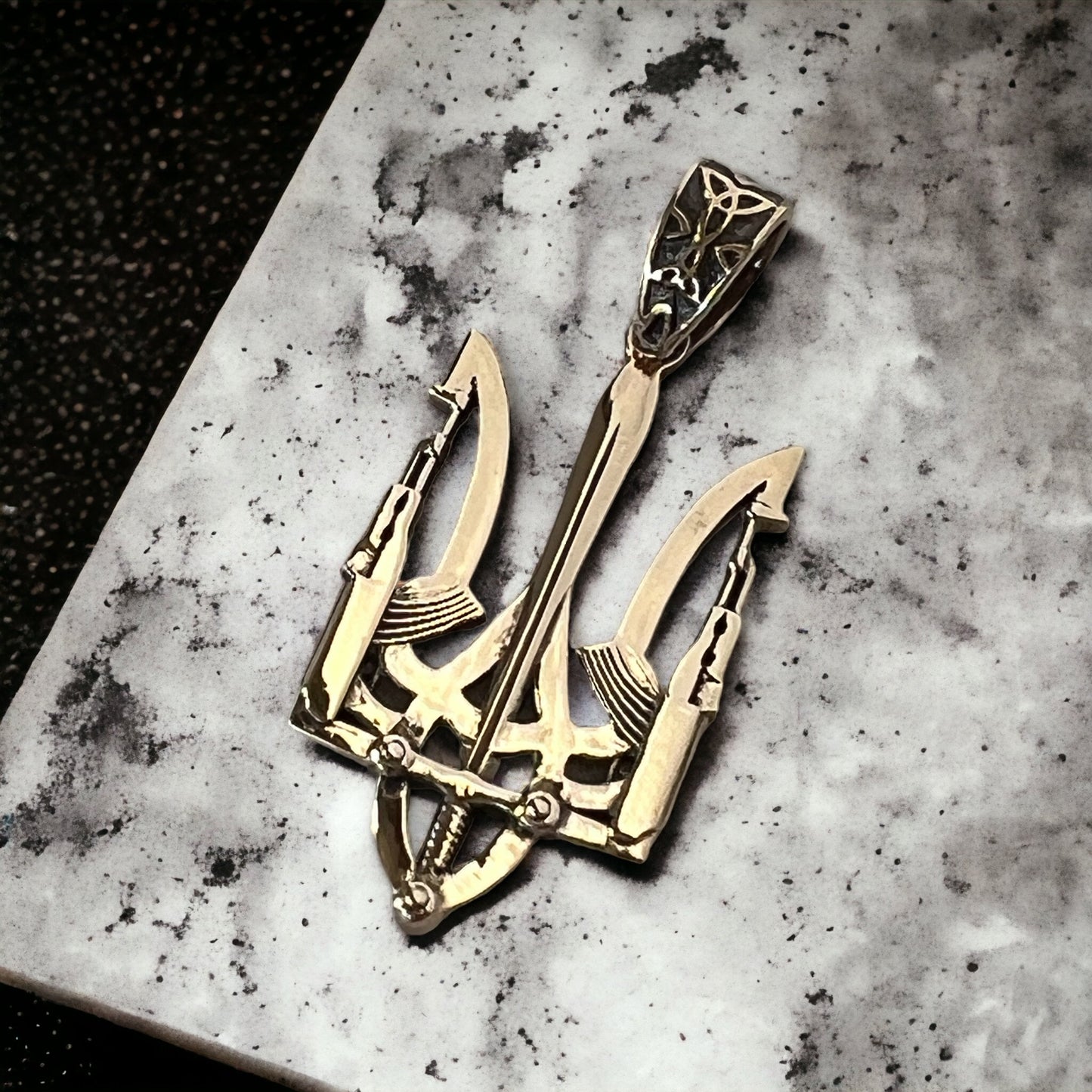 Proudly Ukrainian: Rustic Bronze Trident Pendant