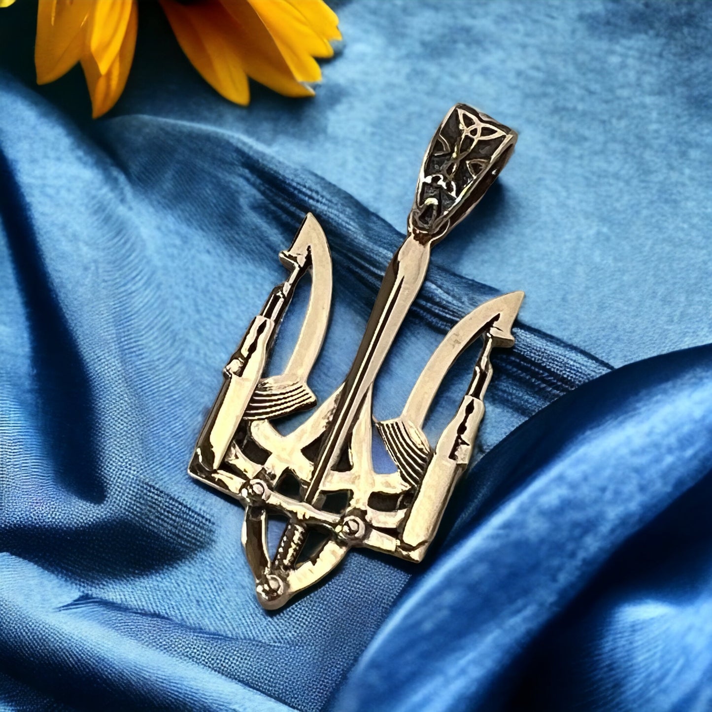 Proudly Ukrainian: Rustic Bronze Trident Pendant