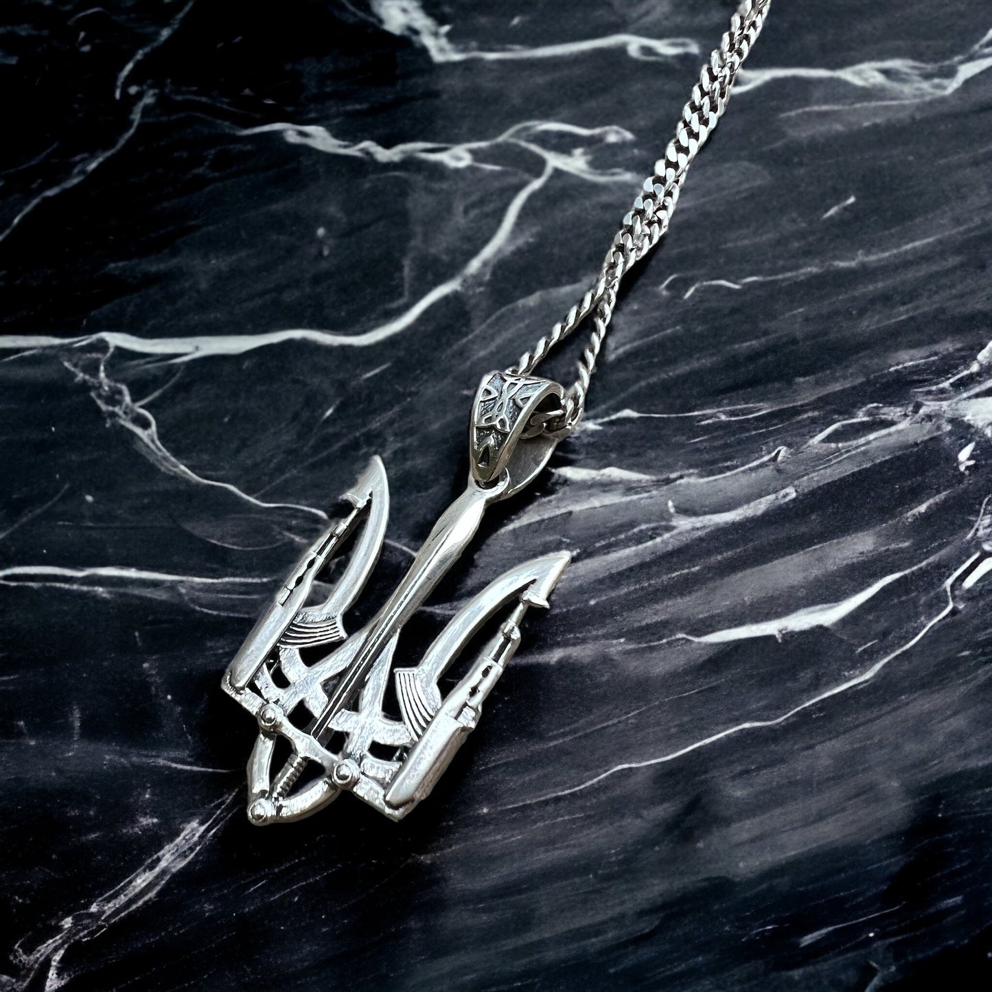 Unite with Tradition: Sterling Silver Trident Pendant