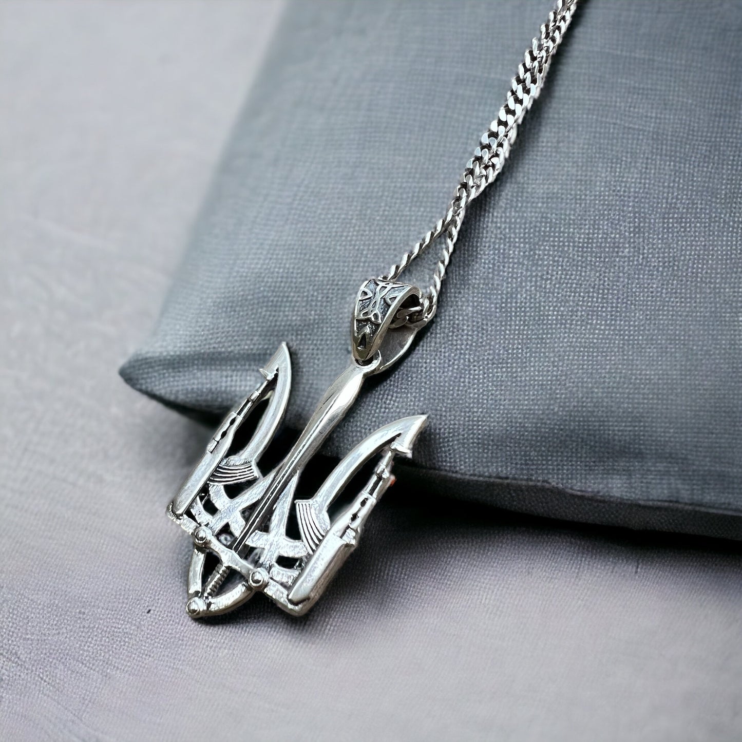 Unite with Tradition: Sterling Silver Trident Pendant