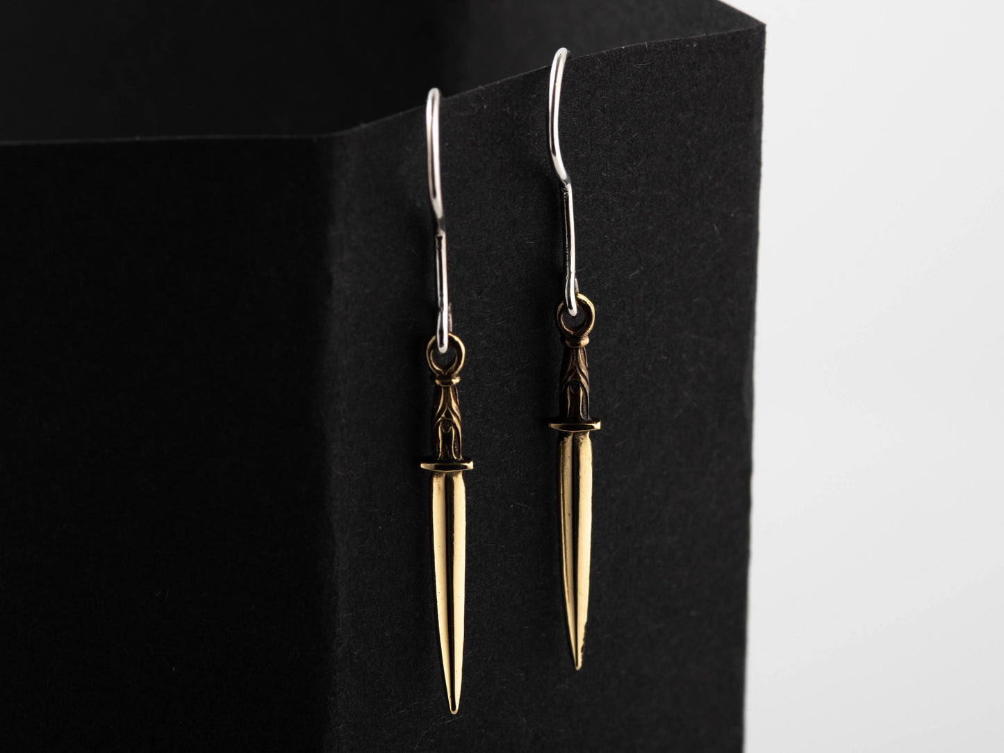 Scythian Sword Earrings in Bronze — Pair