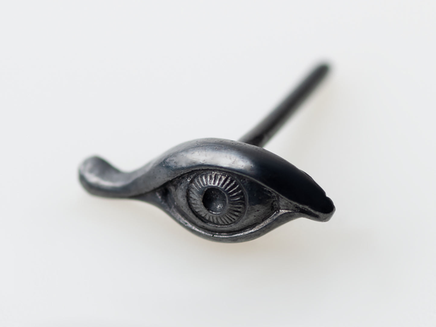 Black Evil Eye Stud Earring — Oxidized Silver