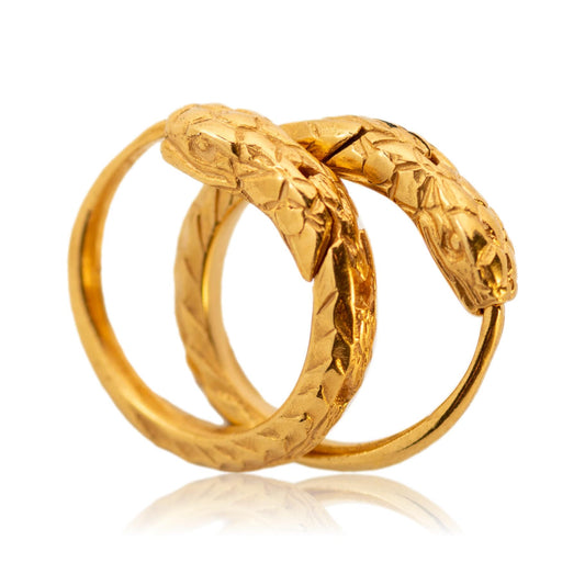 Gold-Plated Ouroboros Huggie Earring – 12mm Sterling Silver – EK002spg