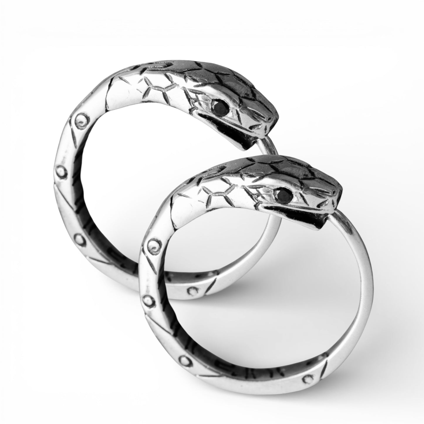 silver snake hoop earring cubic zirconia customizable