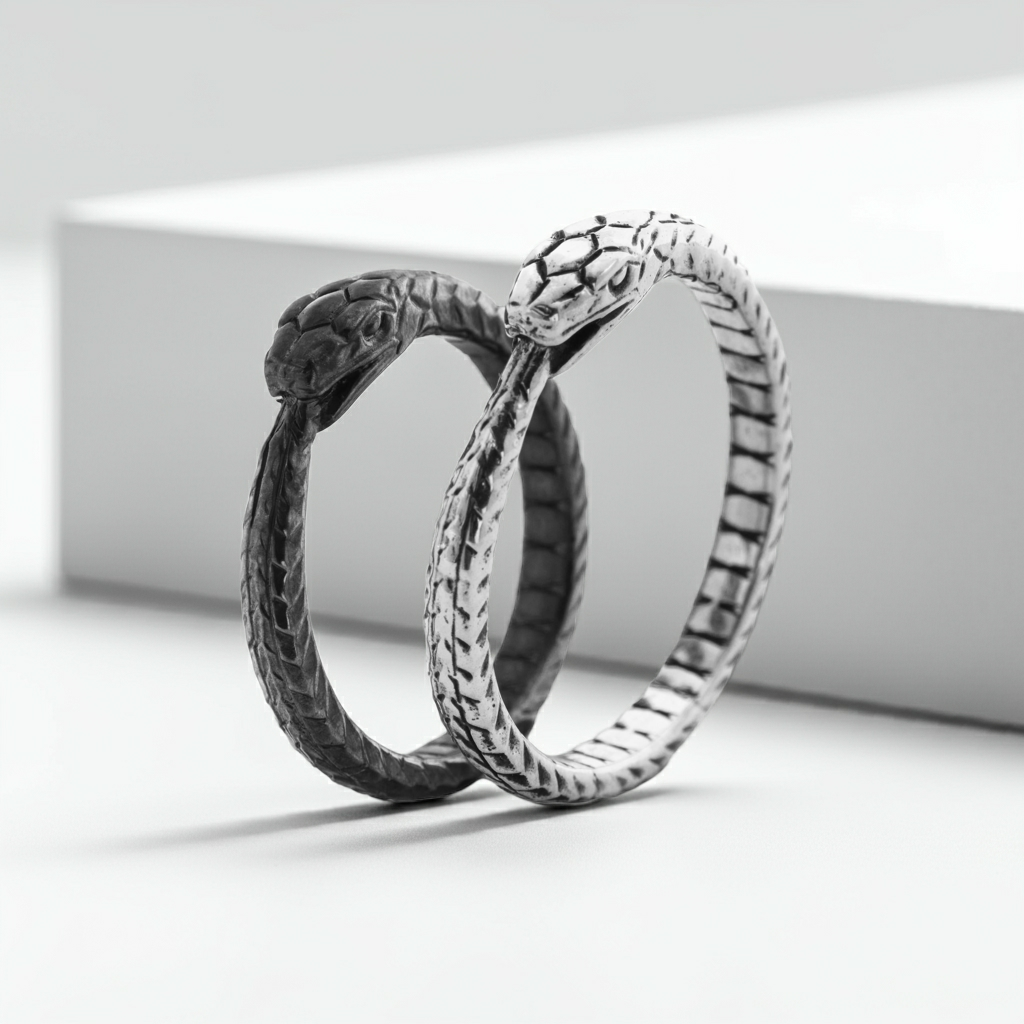 Black ouroboros ring sterling silver RK001SD