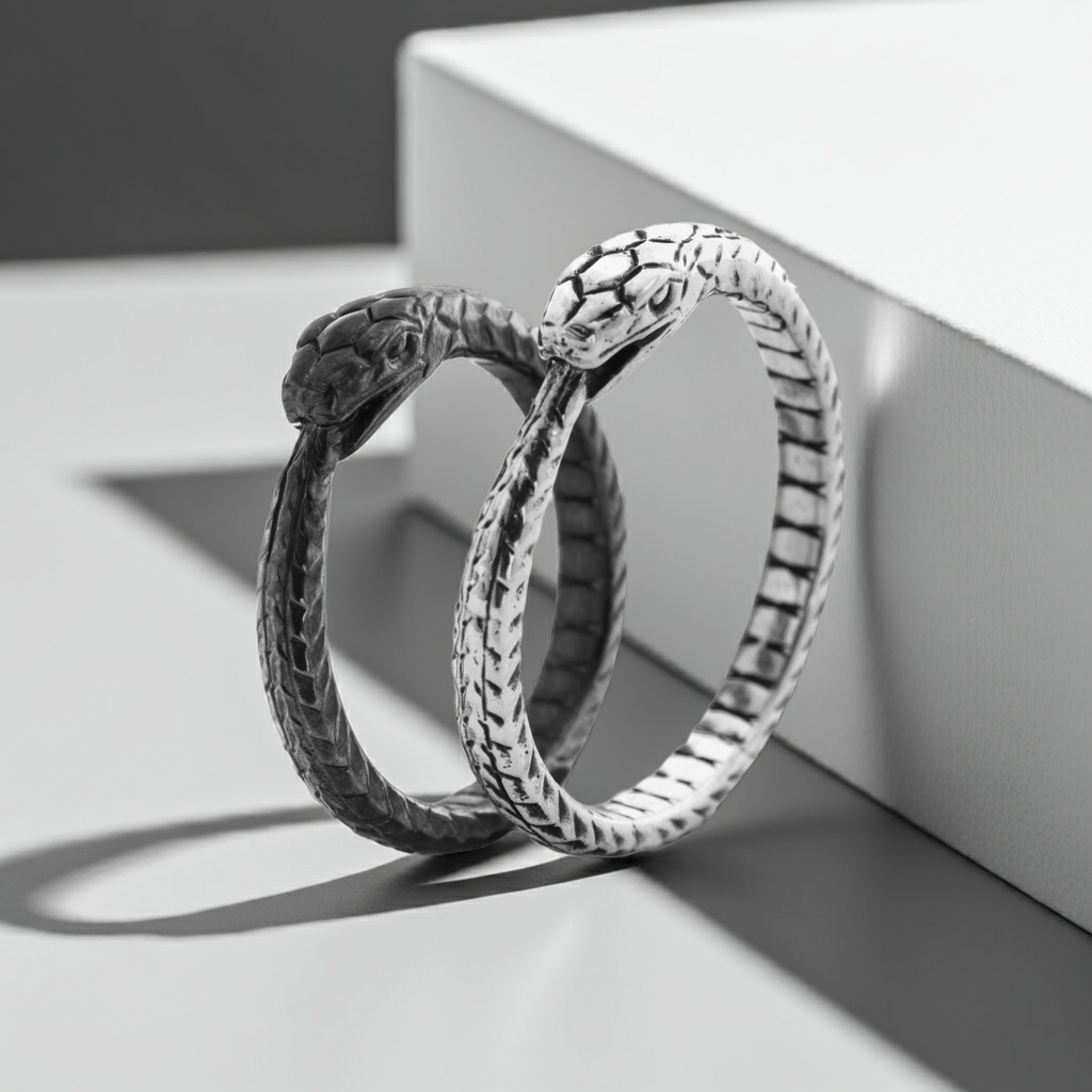 Black ouroboros ring sterling silver RK001SD