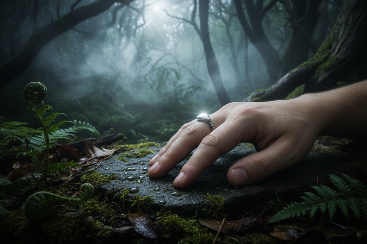 Ouroboros Ring on Hand - Real Design Forest