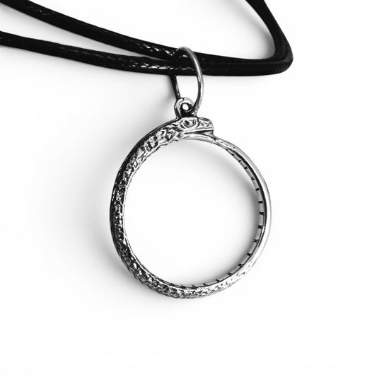 Ouroboros Thin Silver Pendant