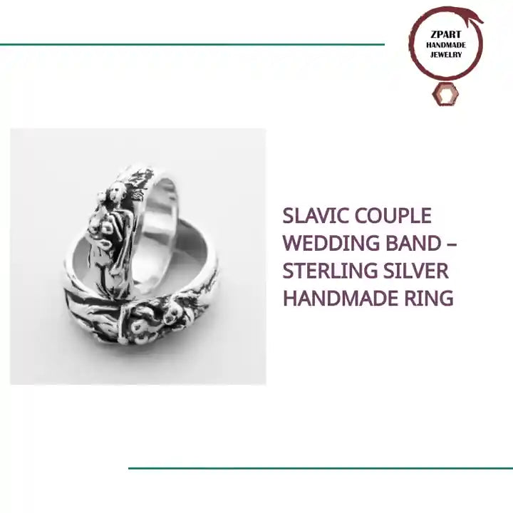 Slavic Couple Wedding Band &ndash; Sterling Silver Handmade Ring by@Outfy