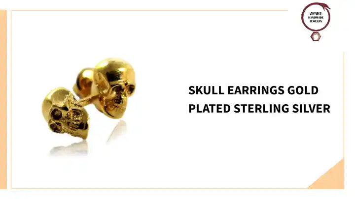 Skull earrings gold plated sterling silver by@Outfy