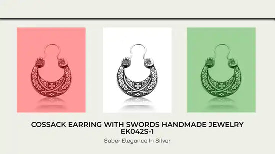 Cossack earring with swords handmade jewelry ek042s-1 by@Outfy