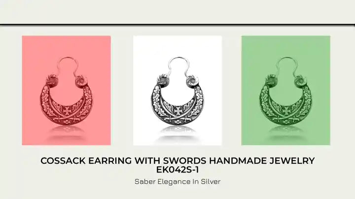Cossack earring with swords handmade jewelry ek042s-1 by@Outfy