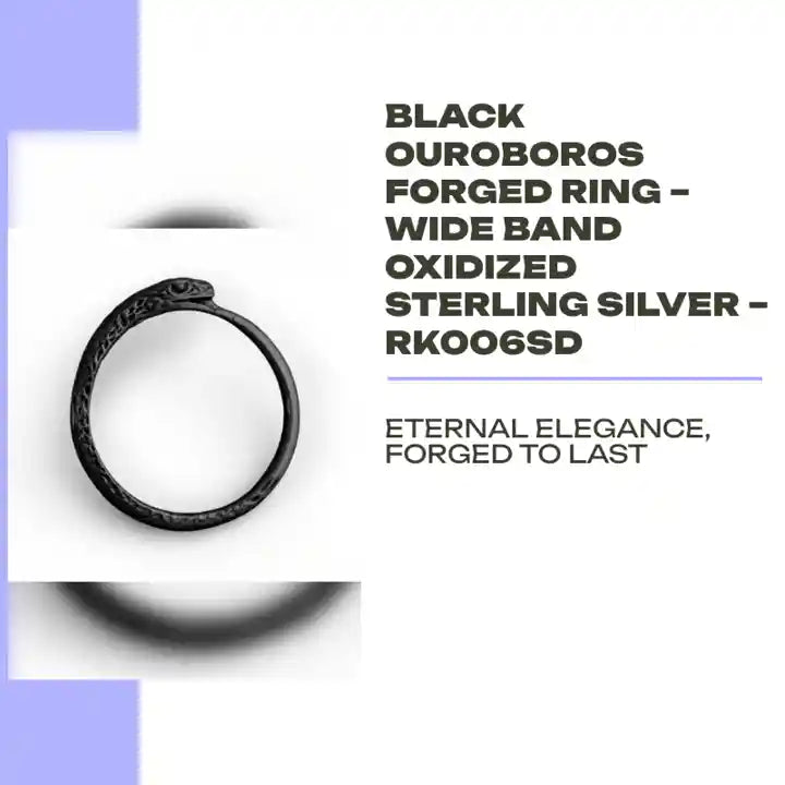 Black Ouroboros Forged Ring &ndash; Wide Band Oxidized Sterling Silver &ndash; RK006sd by@Outfy