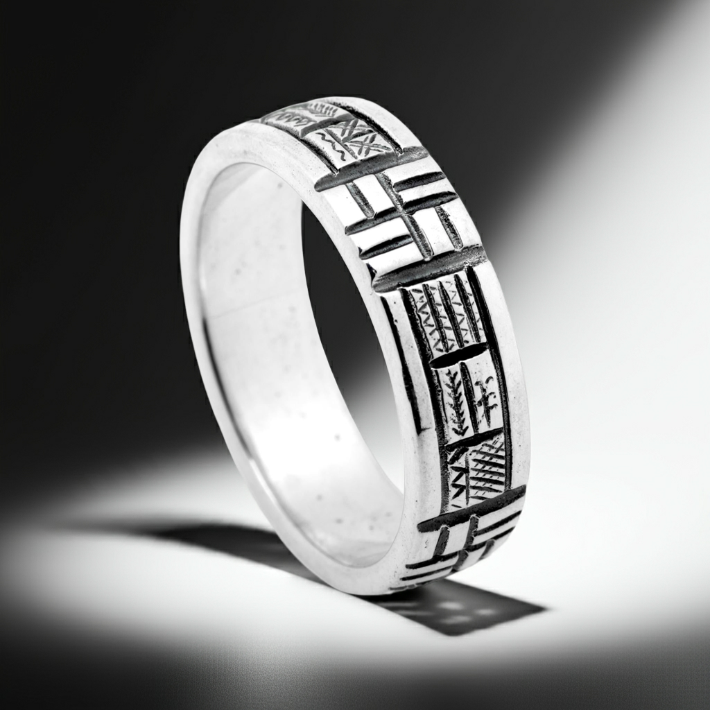Ancient Calendar Ethnic ring sterling silver