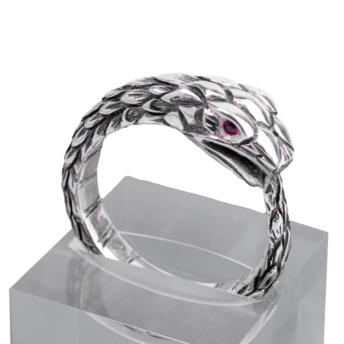 Wide Ouroboros Ring – Statement Sterling Silver – RK003s