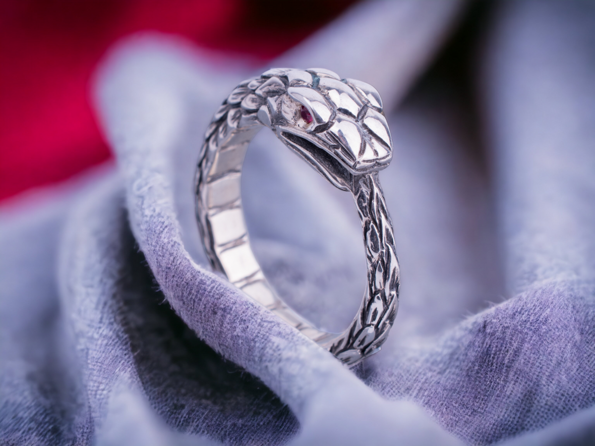 Wide Ouroboros Ring – Statement Sterling Silver – RK003s