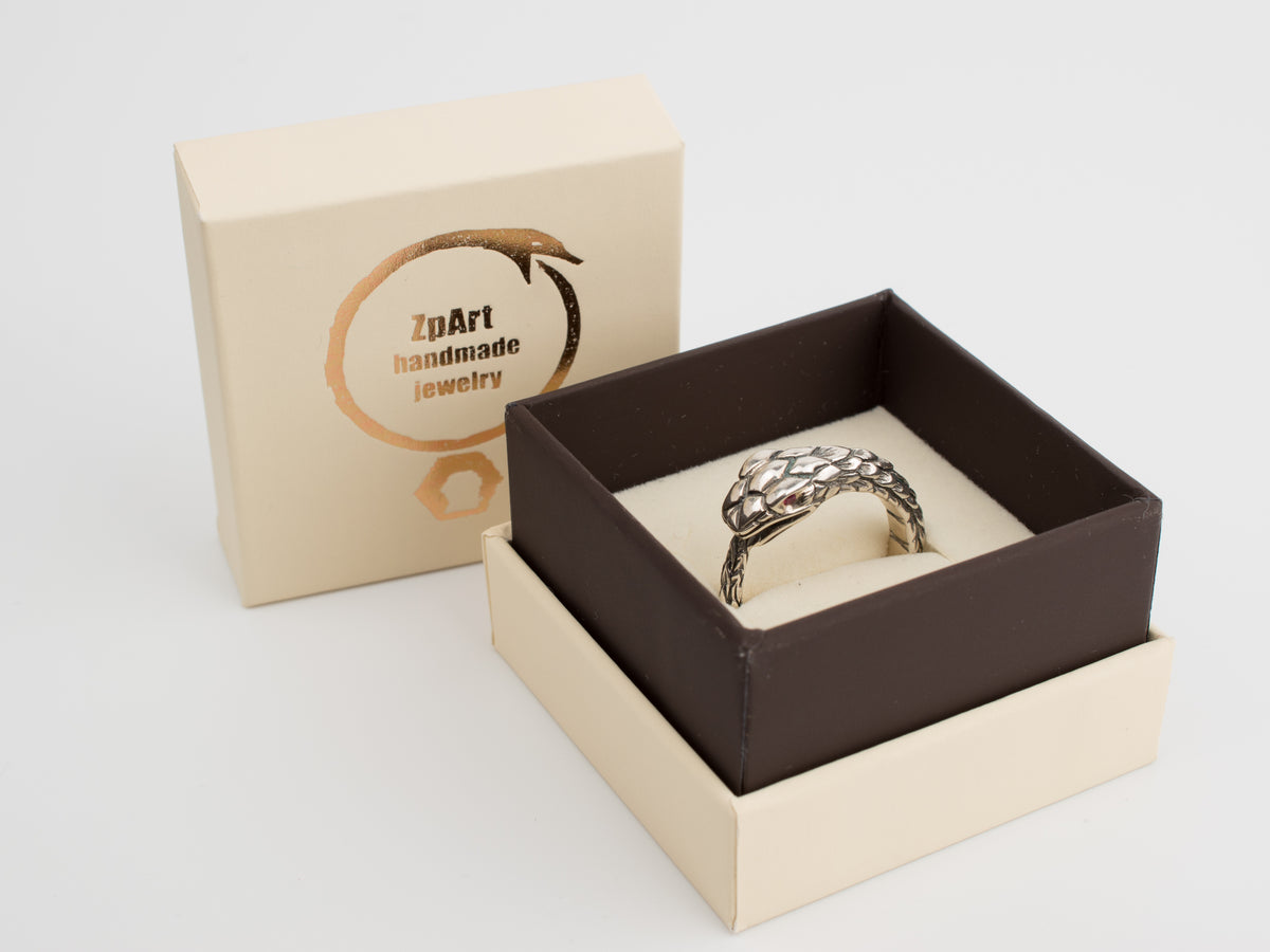 Wide Ouroboros Ring – Statement Sterling Silver – RK003s