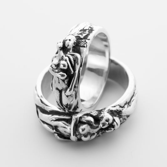 Slavic Couple Wedding Band – Sterling Silver Handmade Ring