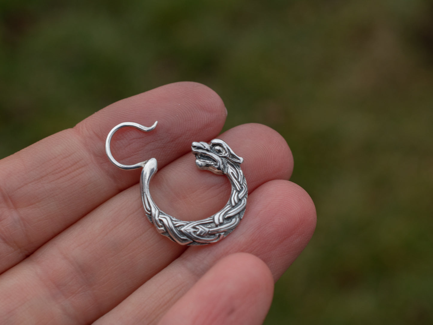 Celtic Wolf Fenrir Earring – Sterling Silver Viking Handmade