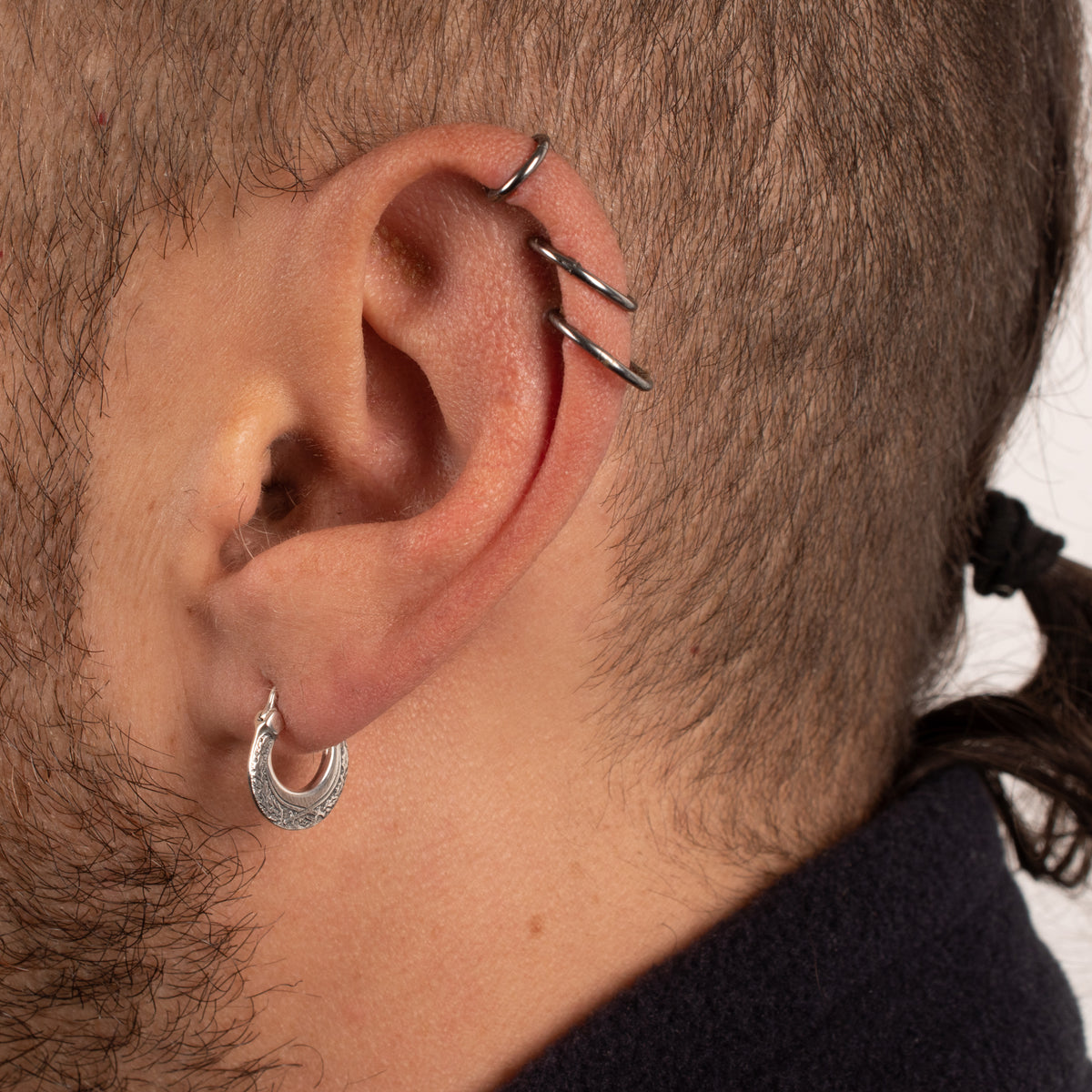 Men’s Cossack Silver Earring – Ethnic Ukrainian Jewelry - EK015s-1