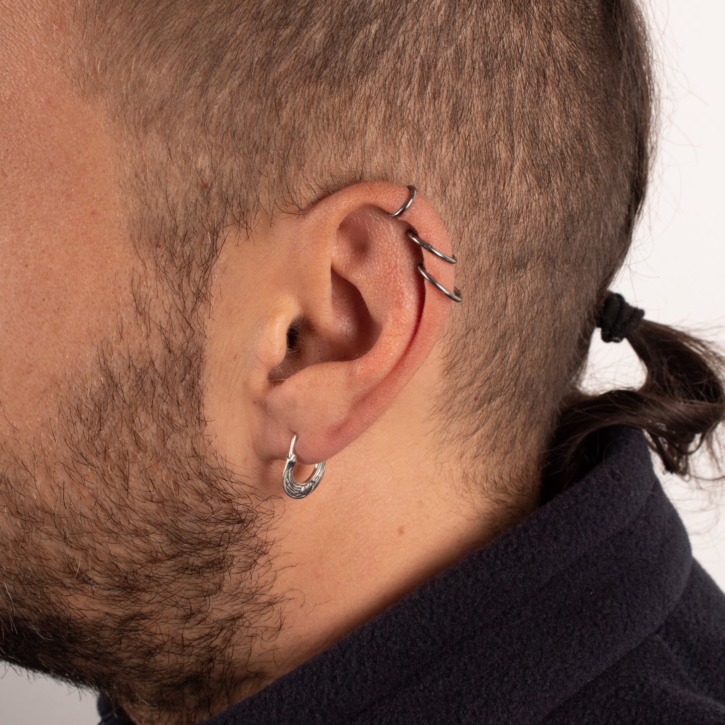 Men's Winged Heart Earring - Sterling Silver - Small Mono Earring - EK016s-1