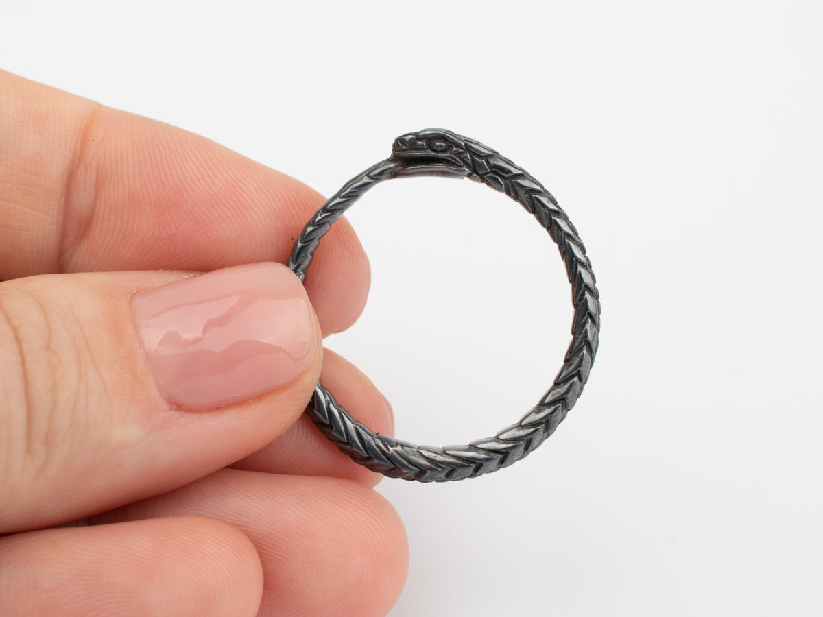 Black Ouroboros Ring – Oxidized Sterling Silver – RK002SD