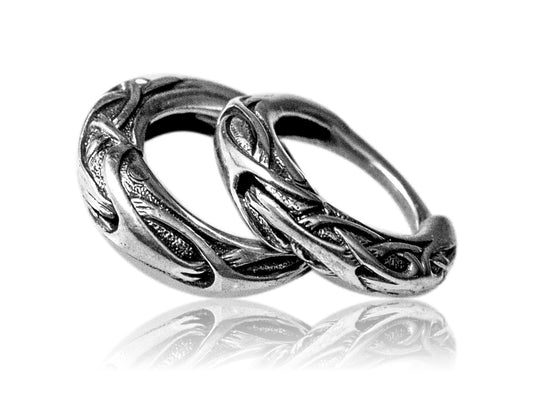 Tiny hoop earrings celtic ornament sterling silver