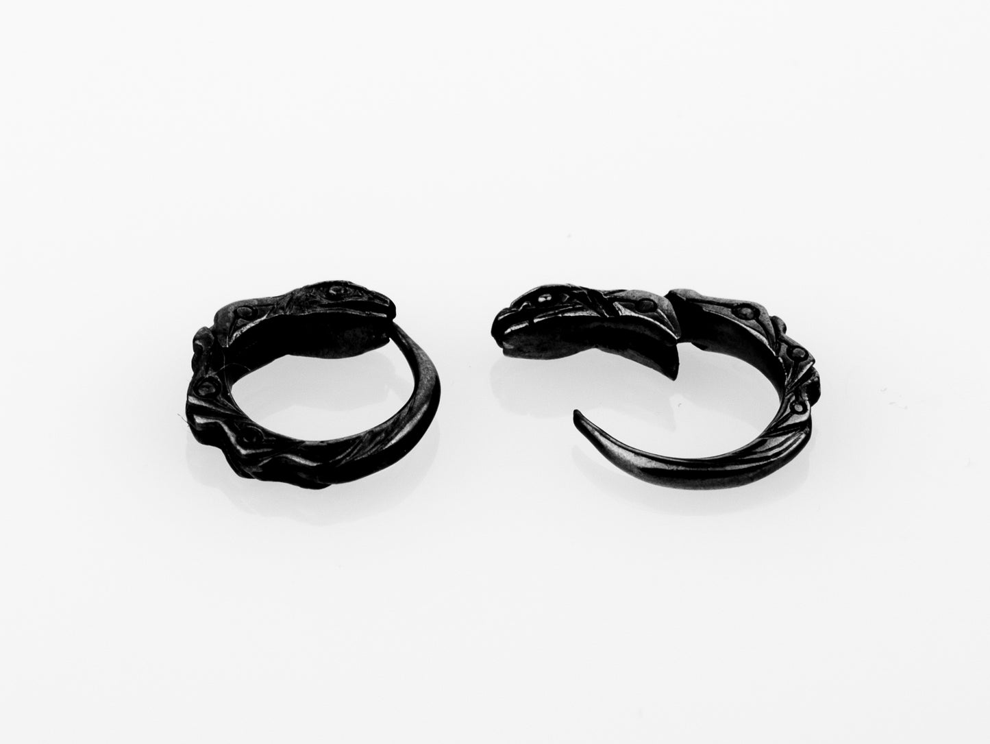 cartilage earring black ouroboros sterling silver