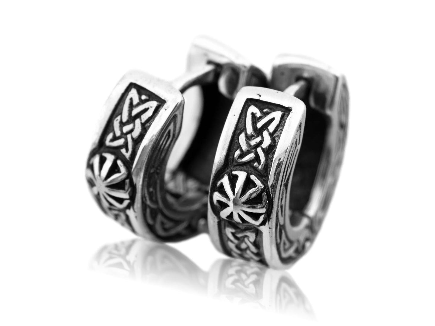 Hoop earrings small celtic viking sterling silver